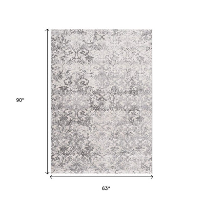 5' X 8' Cream Toile Power Loom Area Rug