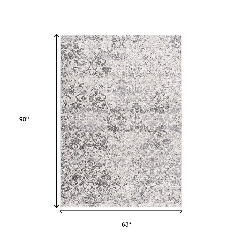 7' X 10' Cream Toile Power Loom Area Rug
