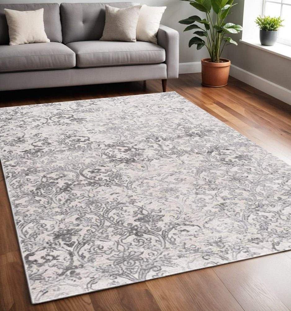 7' X 10' Cream Toile Power Loom Area Rug