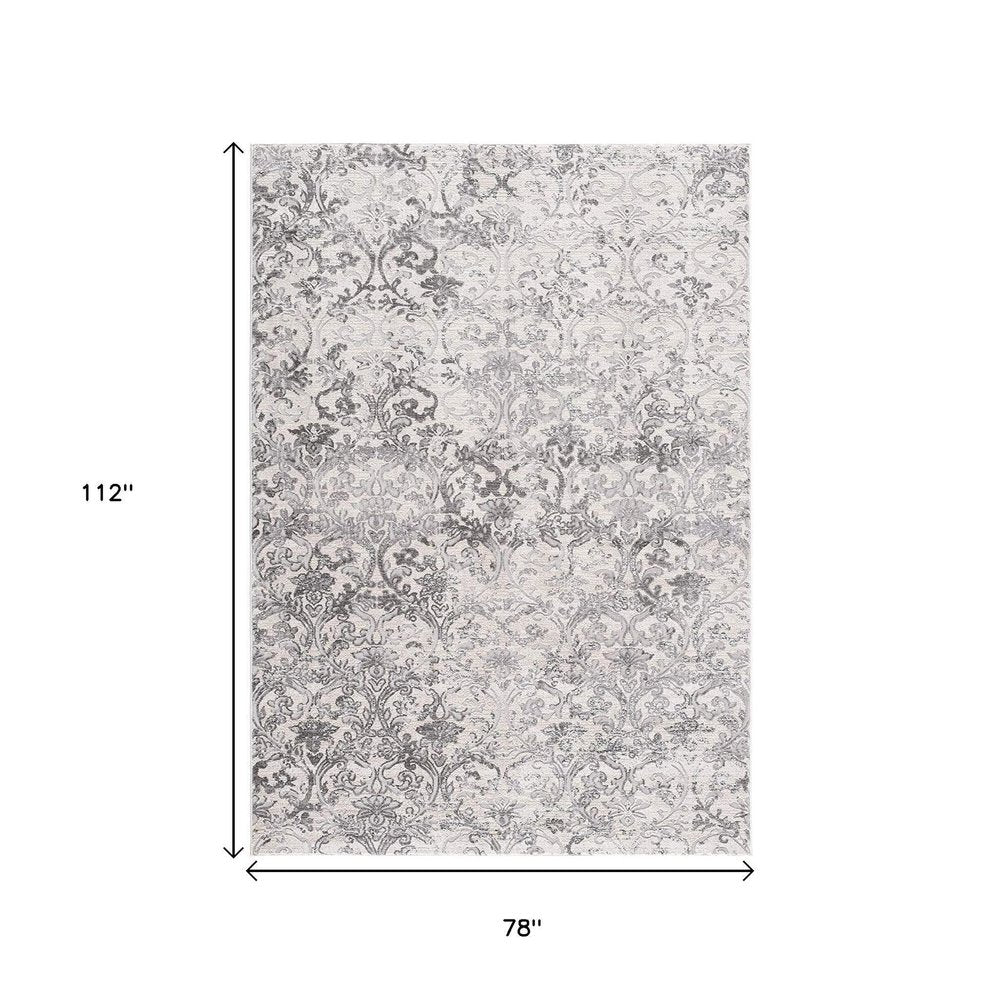 7' X 10' Cream Toile Power Loom Area Rug
