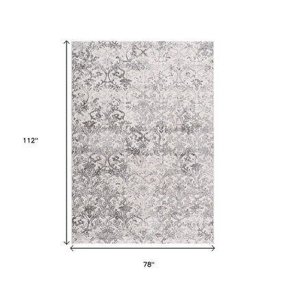 7' X 10' Cream Toile Power Loom Area Rug