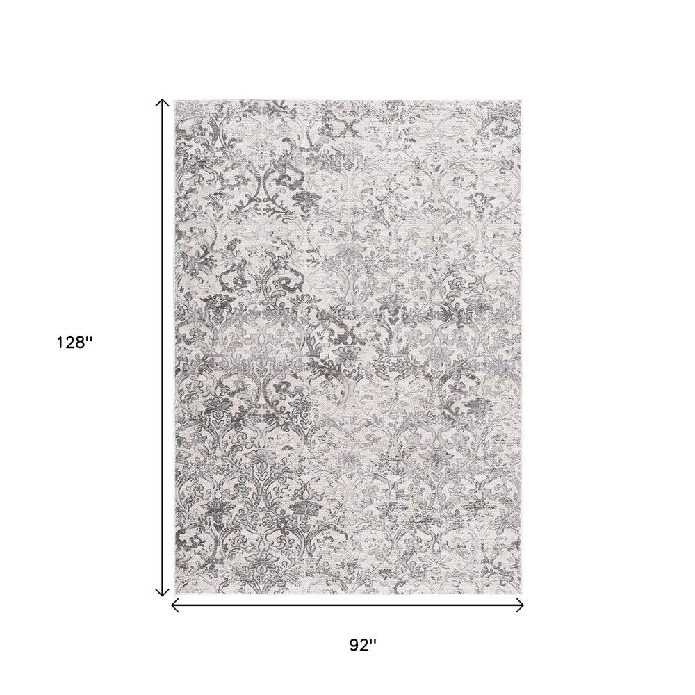 5' X 8' Cream Toile Power Loom Area Rug