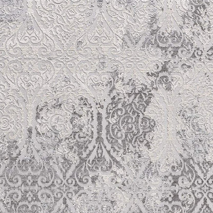 8' X 11' Cream And Gray Tinted Ogee Pattern Area Rug