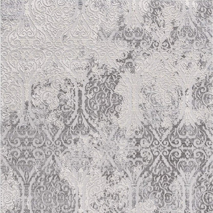 8' X 11' Cream And Gray Tinted Ogee Pattern Area Rug
