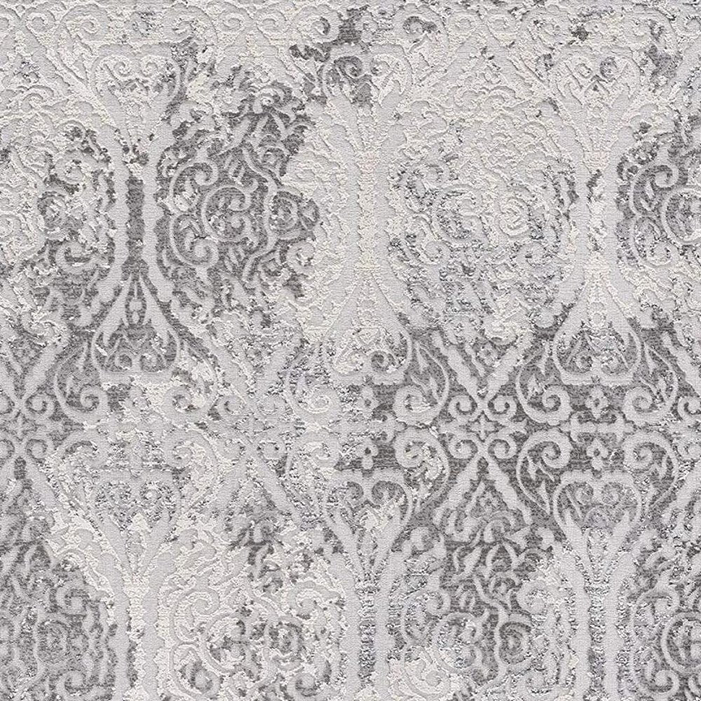 8' X 11' Cream And Gray Tinted Ogee Pattern Area Rug