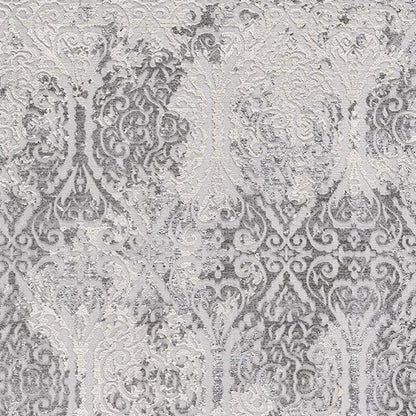 5' X 8' Cream And Gray Tinted Ogee Pattern Area Rug