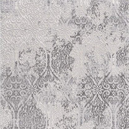 8' X 11' Cream And Gray Tinted Ogee Pattern Area Rug