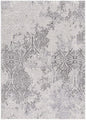 8' X 11' Cream And Gray Tinted Ogee Pattern Area Rug