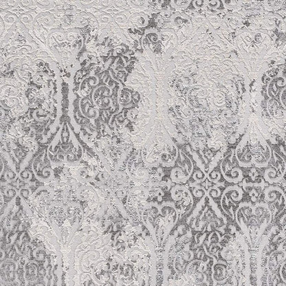 5' X 8' Cream And Gray Tinted Ogee Pattern Area Rug