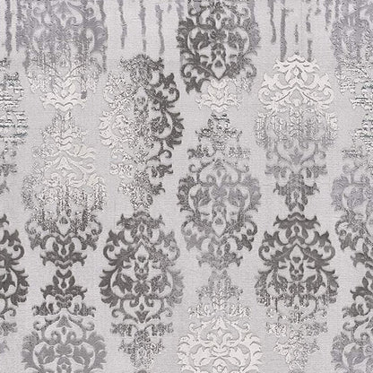 10' Gray Damask Power Loom Runner Rug