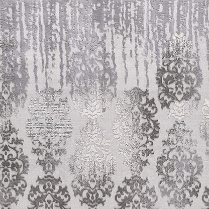 10' Gray Damask Power Loom Runner Rug