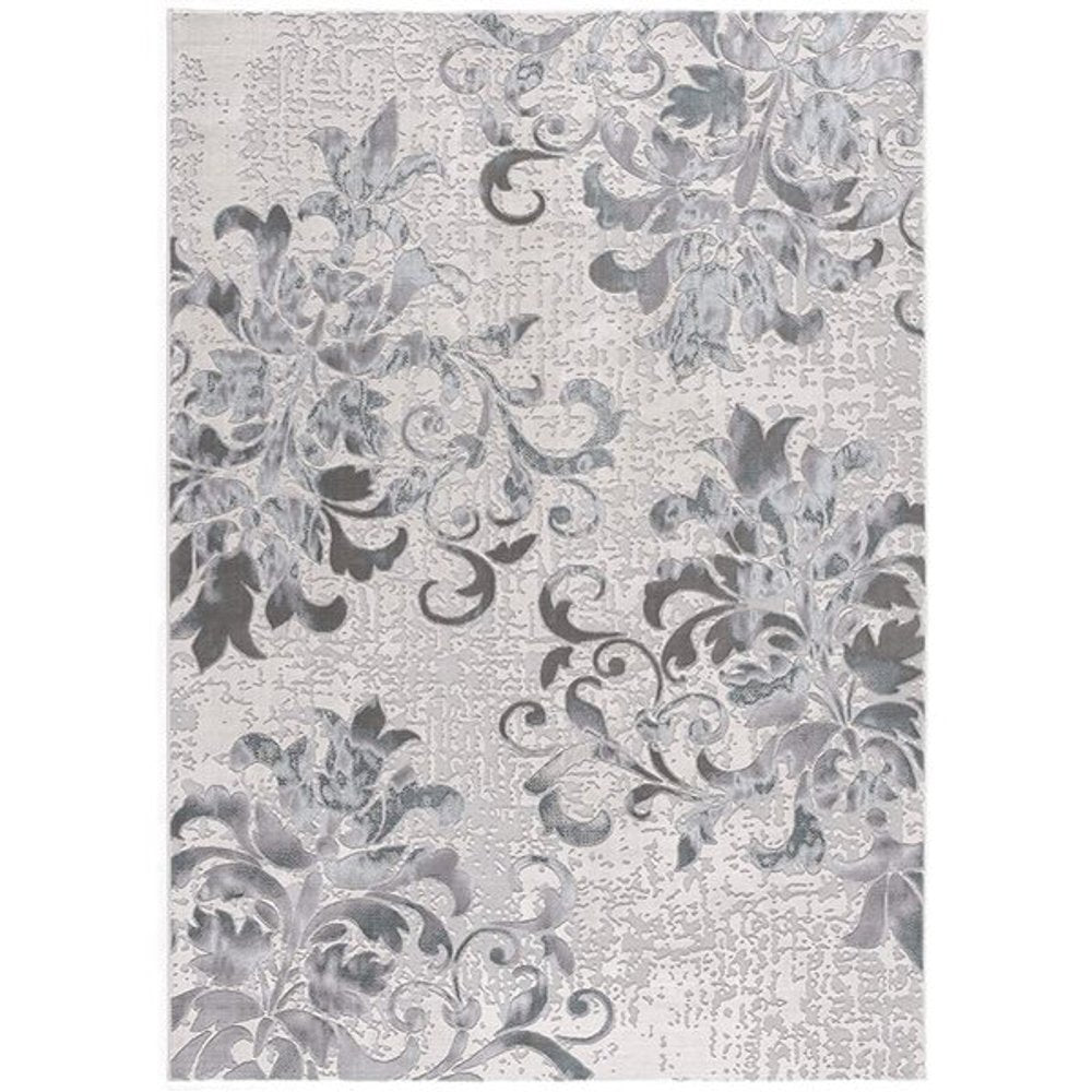 8' X 10' Blue Damask Power Loom Area Rug