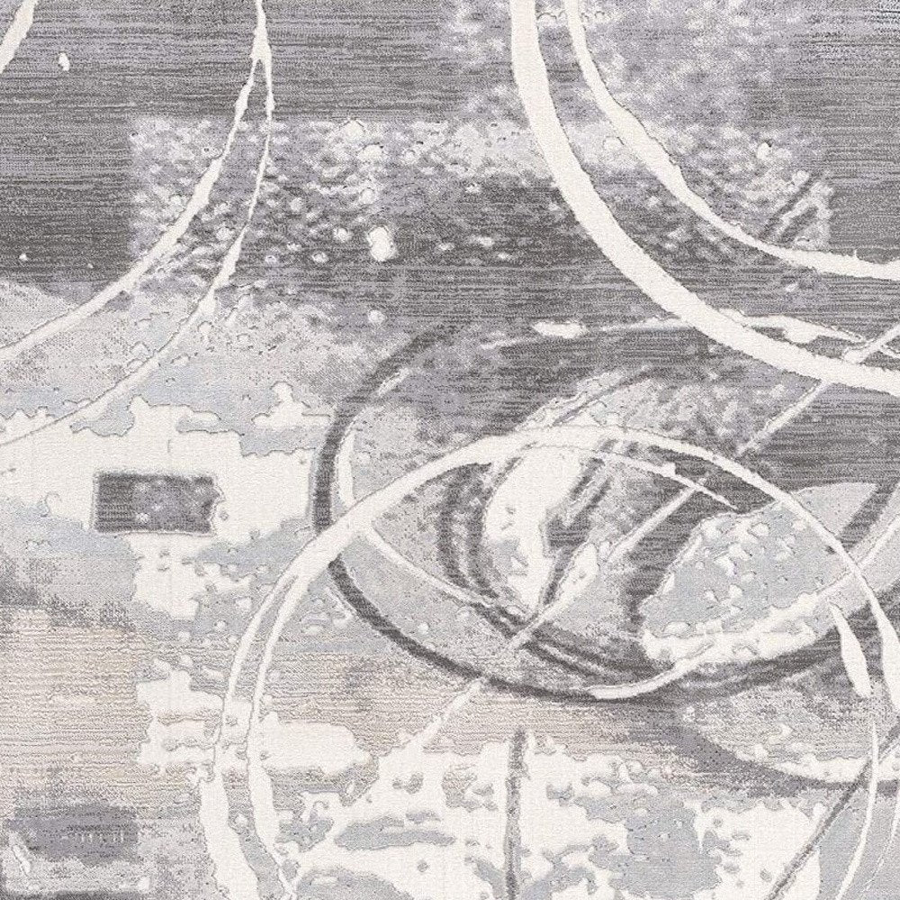 6' X 9' Gray Abstract Power Loom Area Rug