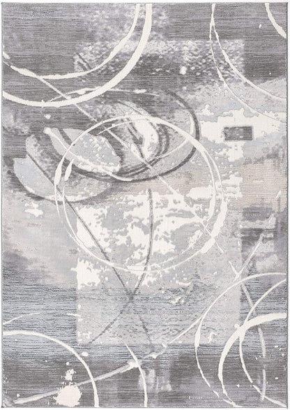 5' X 7' Gray Abstract Power Loom Area Rug