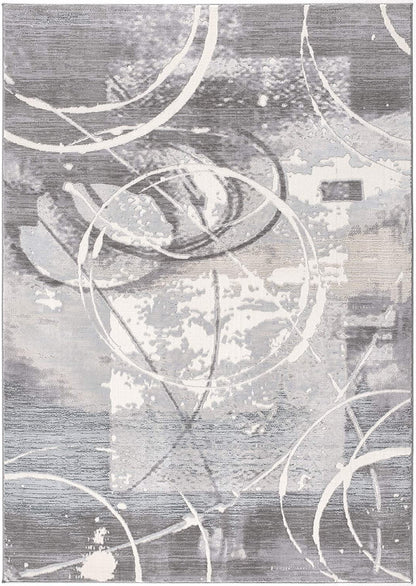 6' X 9' Gray Abstract Power Loom Area Rug