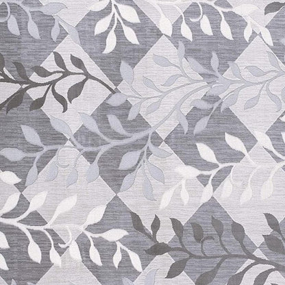 7' X 10' Gray Diamond And Vines Area Rug