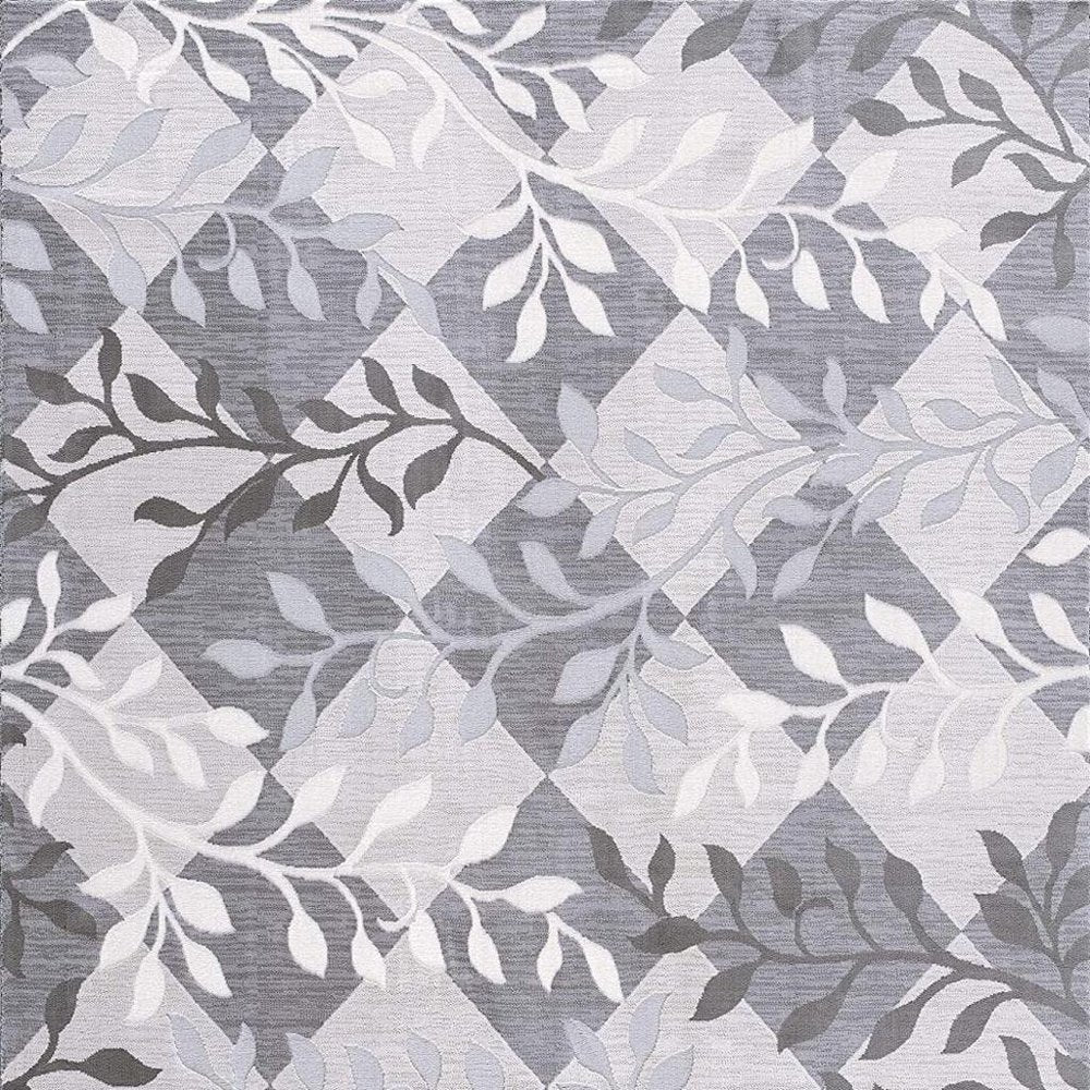 7' X 10' Gray Diamond And Vines Area Rug