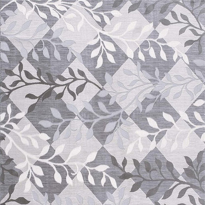 7' X 10' Gray Diamond And Vines Area Rug