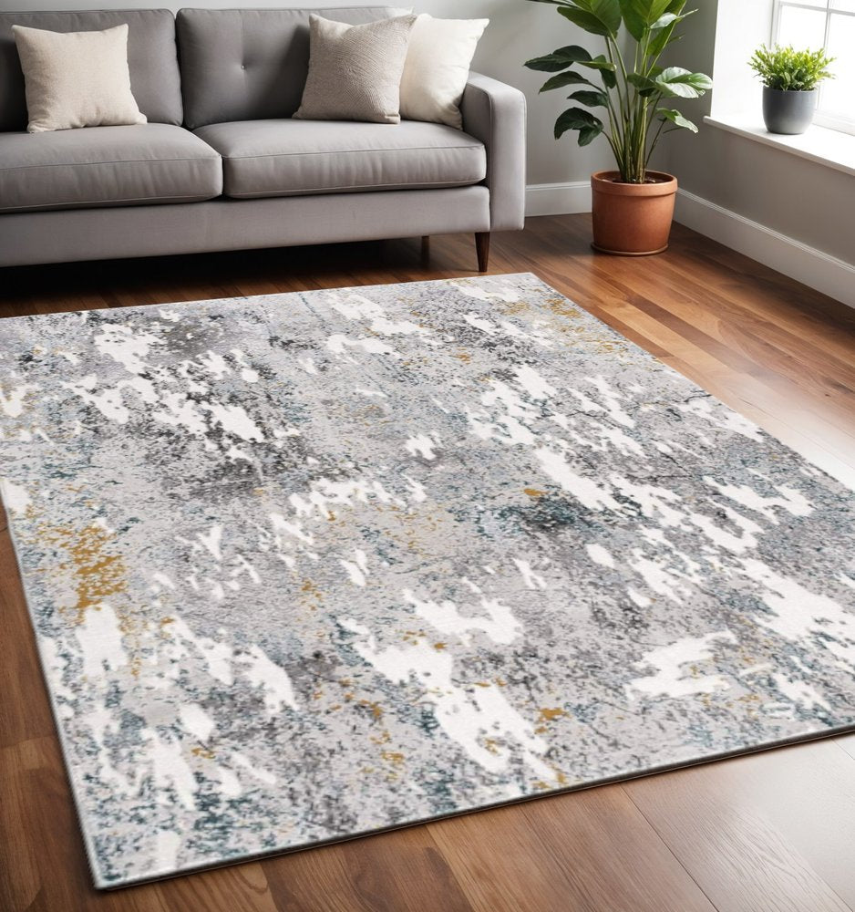 6' X 9' Gray Abstract Power Loom Area Rug