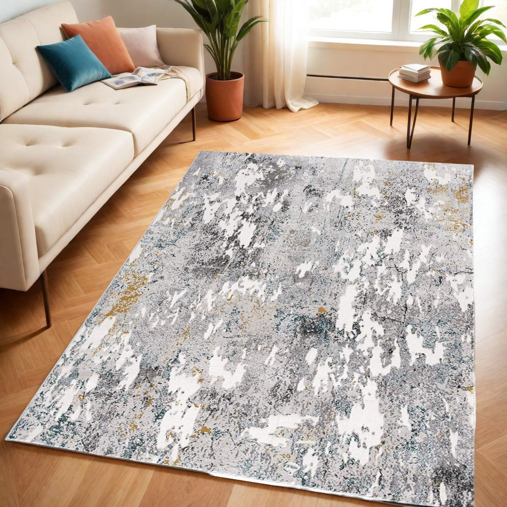 6' X 9' Gray Abstract Power Loom Area Rug