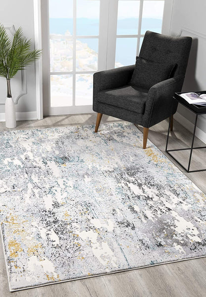 6' X 9' Gray Abstract Power Loom Area Rug