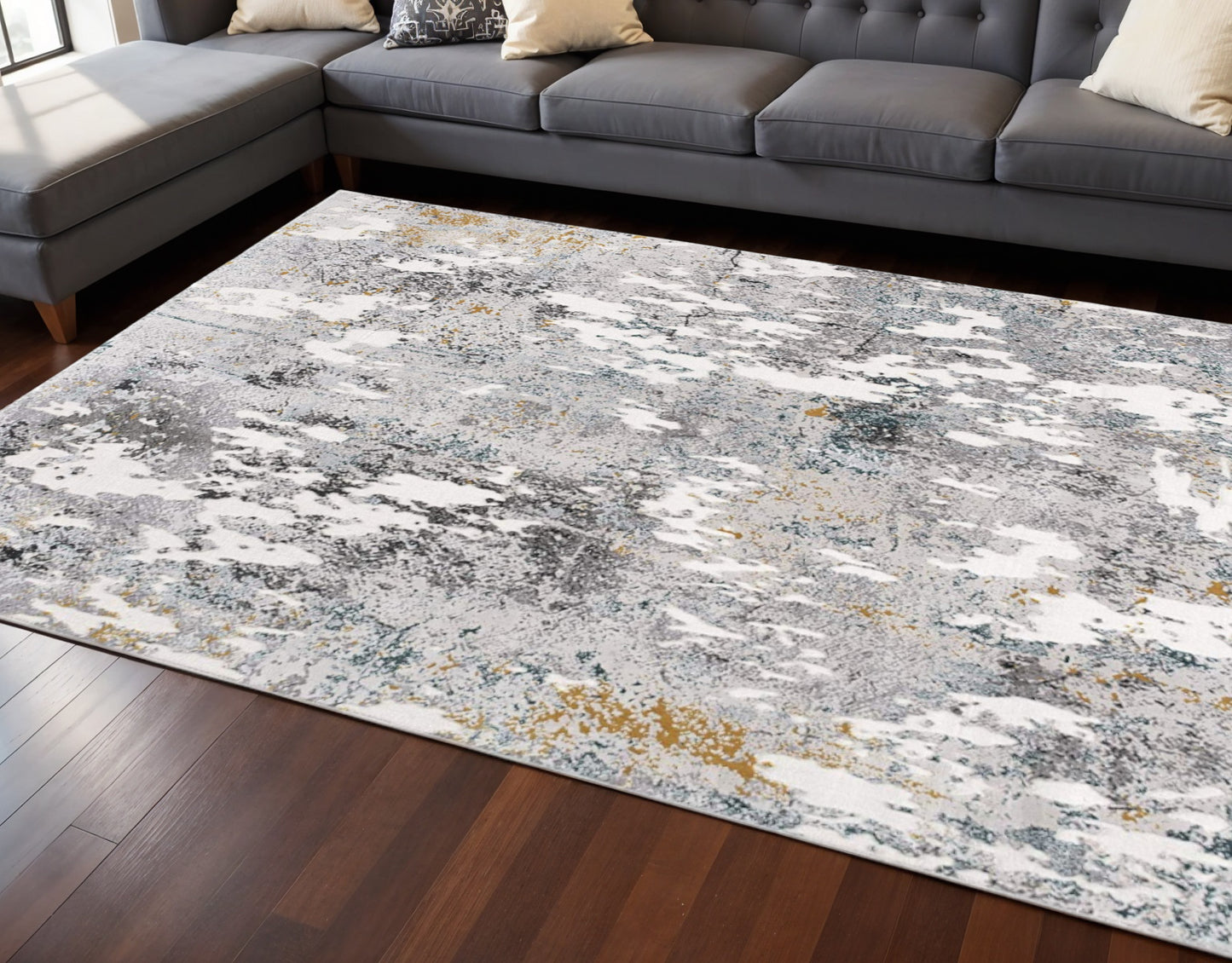 6' X 9' Gray Abstract Power Loom Area Rug