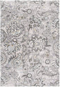 5' X 7' Gray And Ivory Floral Area Rug