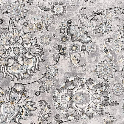 6' X 9' Gray Damask Power Loom Area Rug