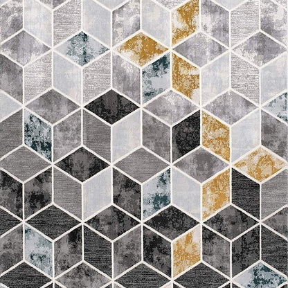 8' X 10' Gray Geometric Power Loom Area Rug