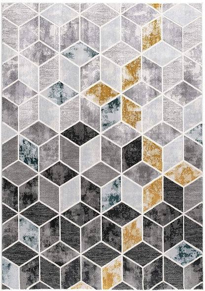 8' X 10' Gray Geometric Power Loom Area Rug