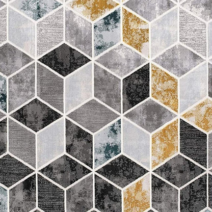 5' X 7' Gray Geometric Power Loom Area Rug