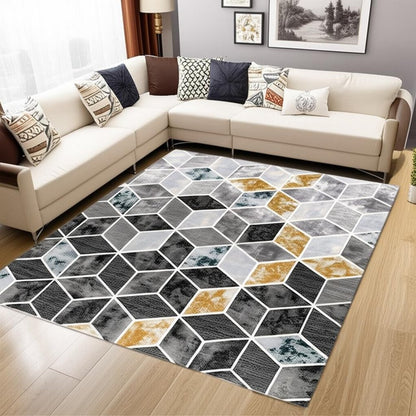 5' X 7' Gray Geometric Power Loom Area Rug