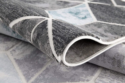 5' X 7' Gray Geometric Power Loom Area Rug