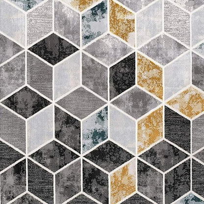 5' X 7' Gray Geometric Power Loom Area Rug