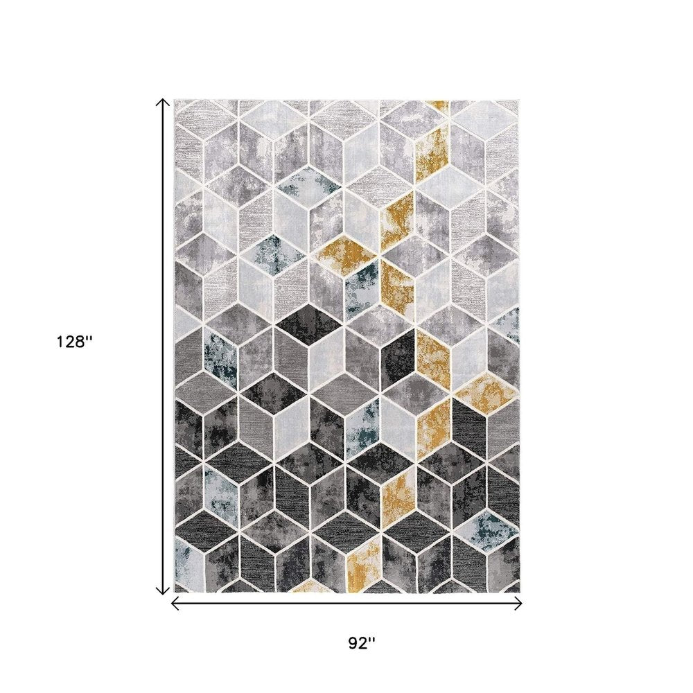 5' X 7' Gray Geometric Power Loom Area Rug