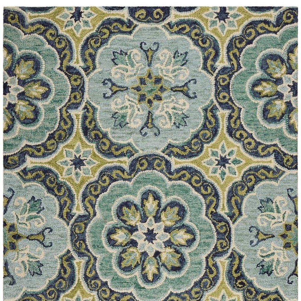 8' X 10' Green Wool Geometric Hand Tufted Area Rug