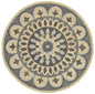 4' Round Gray Floral Bloom Area Rug