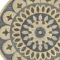 4' Round Gray Floral Bloom Area Rug