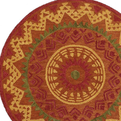 4' Round Orange Decorative Area Rug