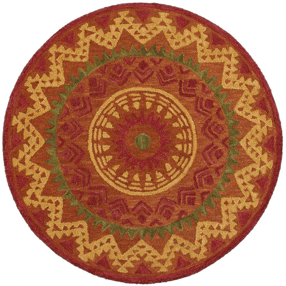 4' Round Orange Decorative Area Rug