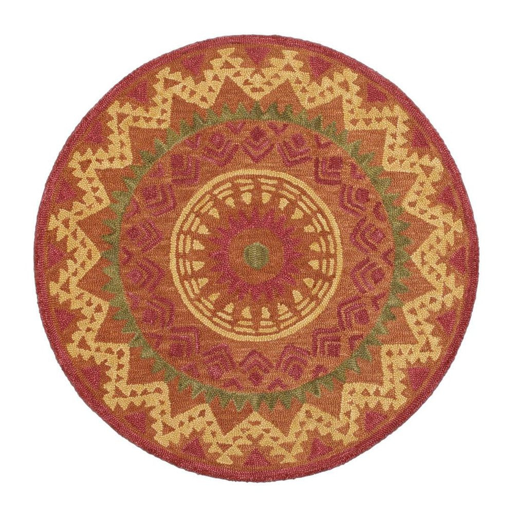 4' Round Orange Decorative Area Rug