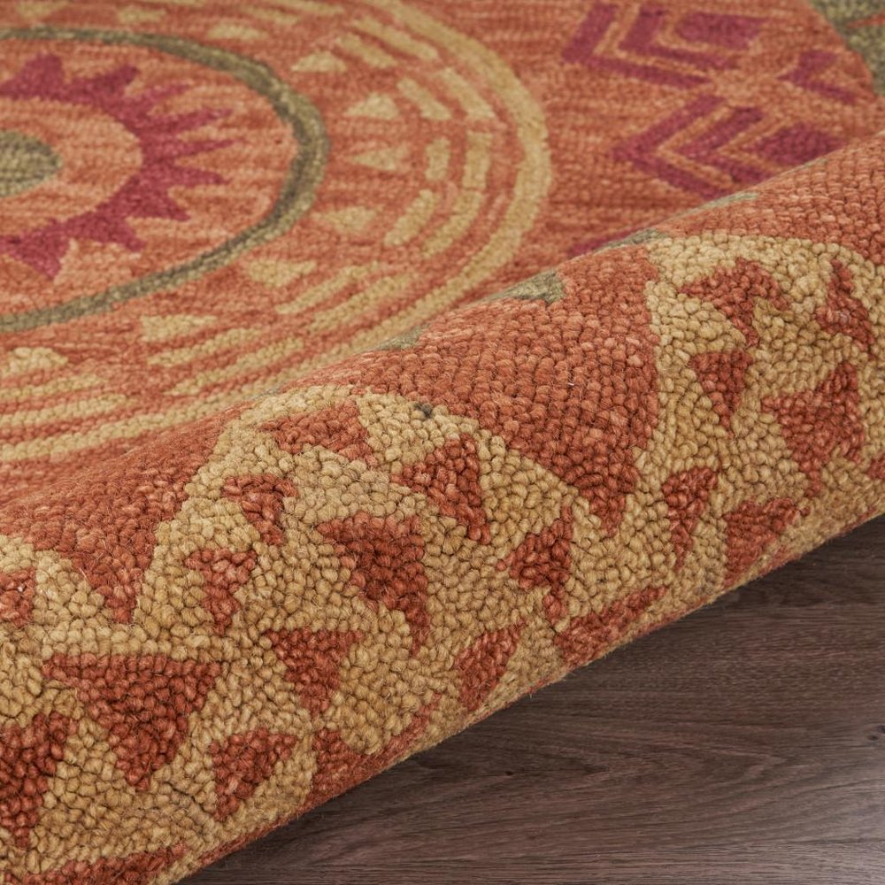 4' Round Orange Decorative Area Rug