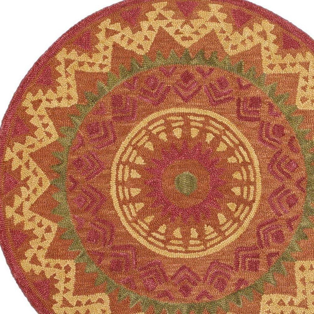 4' Round Orange Decorative Area Rug