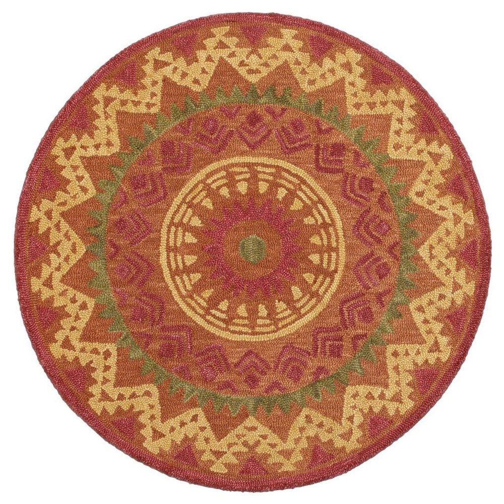4' Round Orange Decorative Area Rug