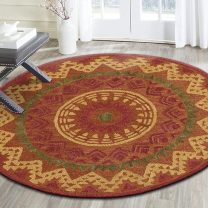4' Round Orange Decorative Area Rug