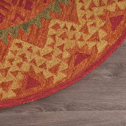 6' Round Orange Decorative Area Rug