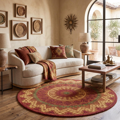 4' Round Orange Decorative Area Rug