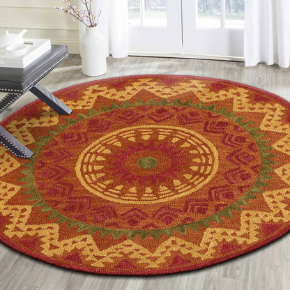 4' Round Orange Decorative Area Rug