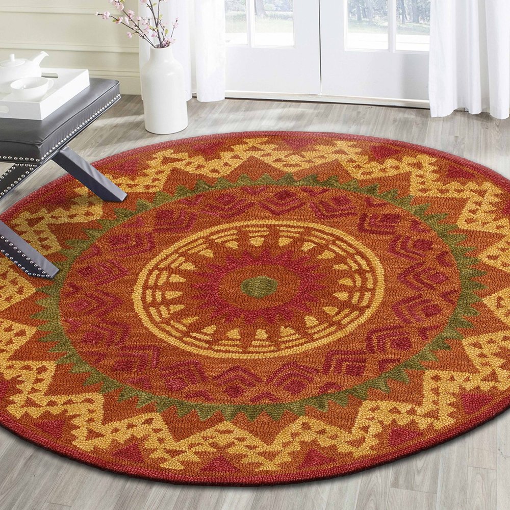 6' Round Orange Decorative Area Rug