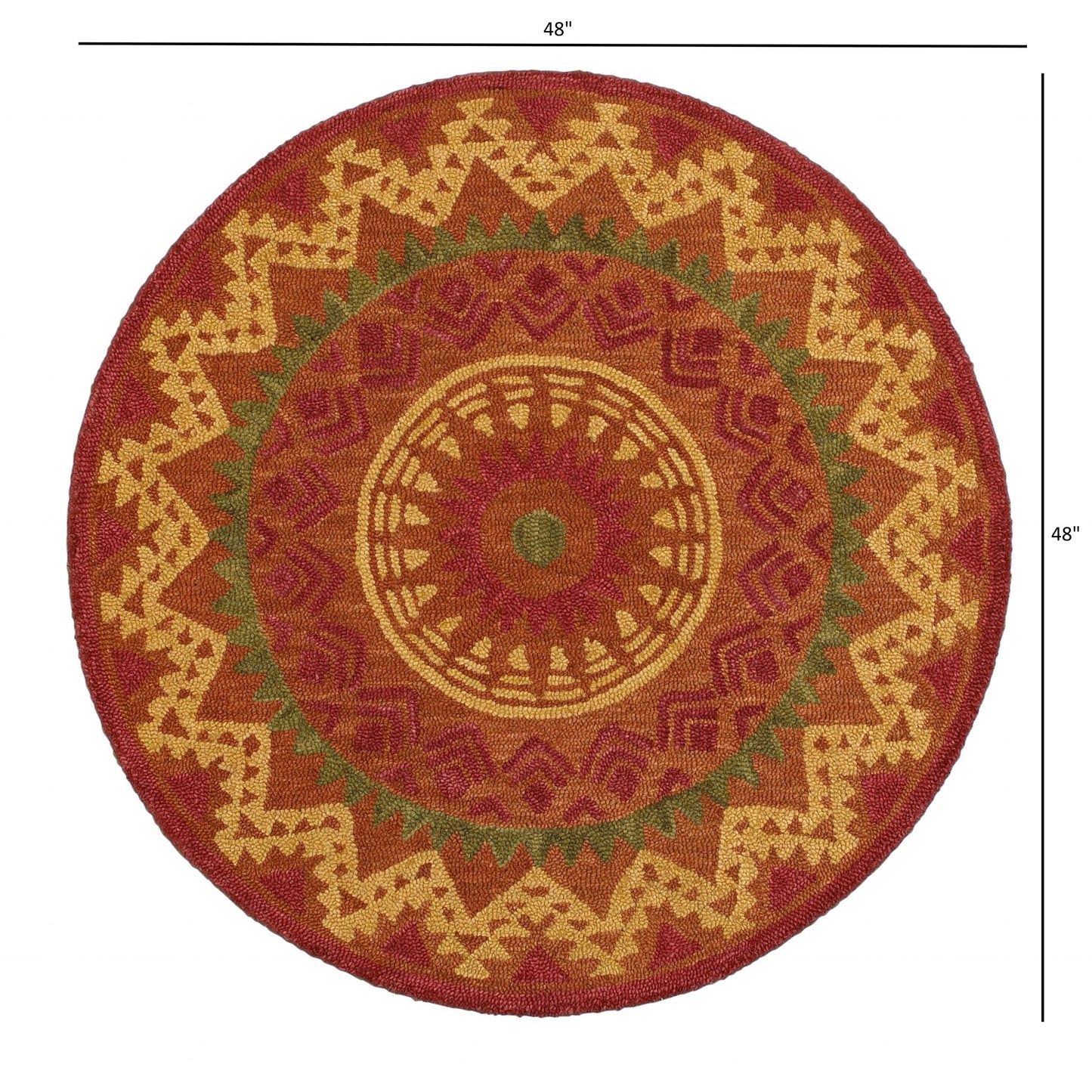 4' Round Orange Decorative Area Rug